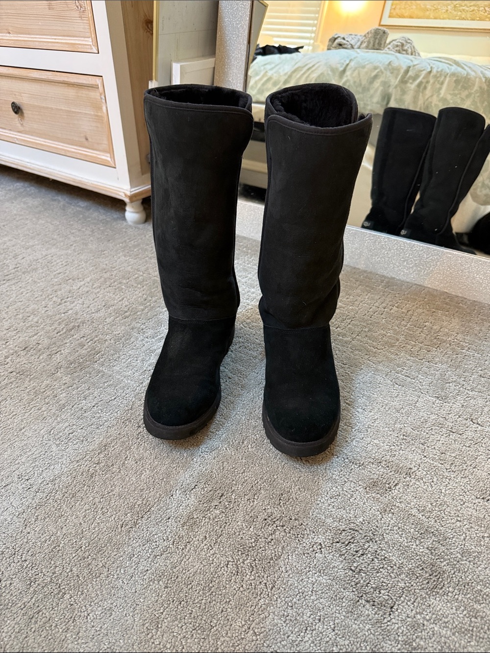 UGG Black Suede Mid-Calf Women's Boots